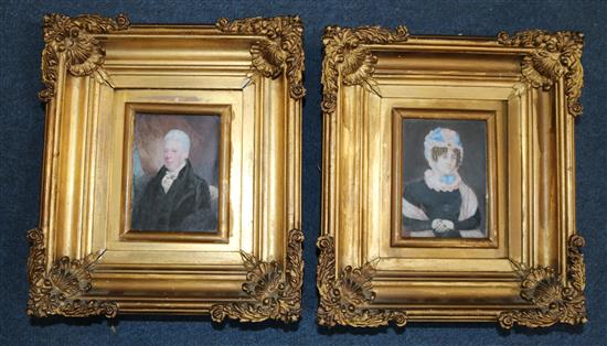 19th century English School Miniature portraits of the members of the Wing family, largest 5 x 4in.